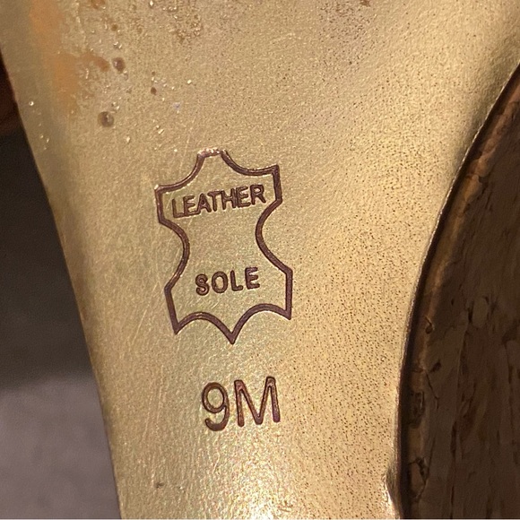 Tory Burch Wedge Heels Women’s 9M Brown Leather Cork Beaded *Missing Ankle Strap - Picture 7 of 12